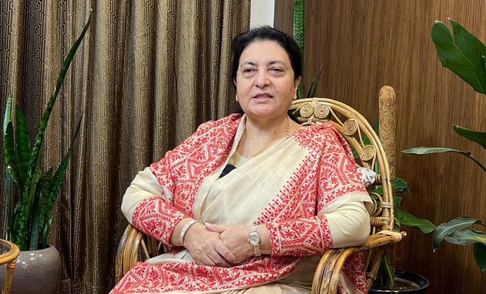 शुक्रबार पत्रकार सम्मेलन गर्दै पूर्वराष्ट्रपति भण्डारी